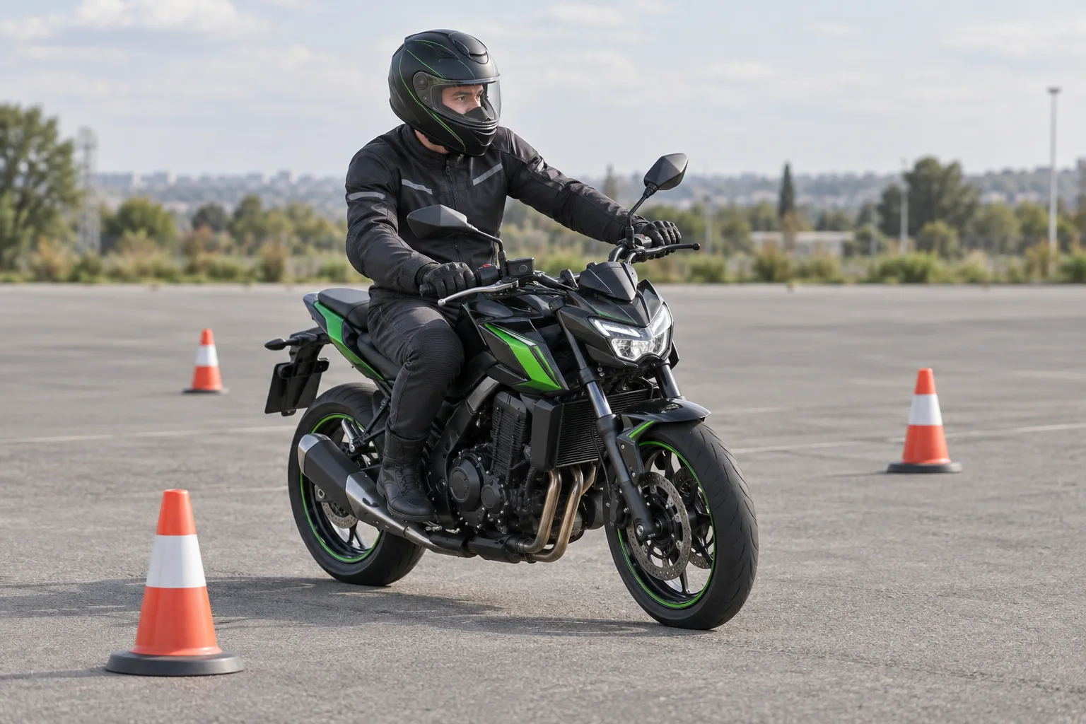 Escena ilustrativa de prácticas de moto en circuito